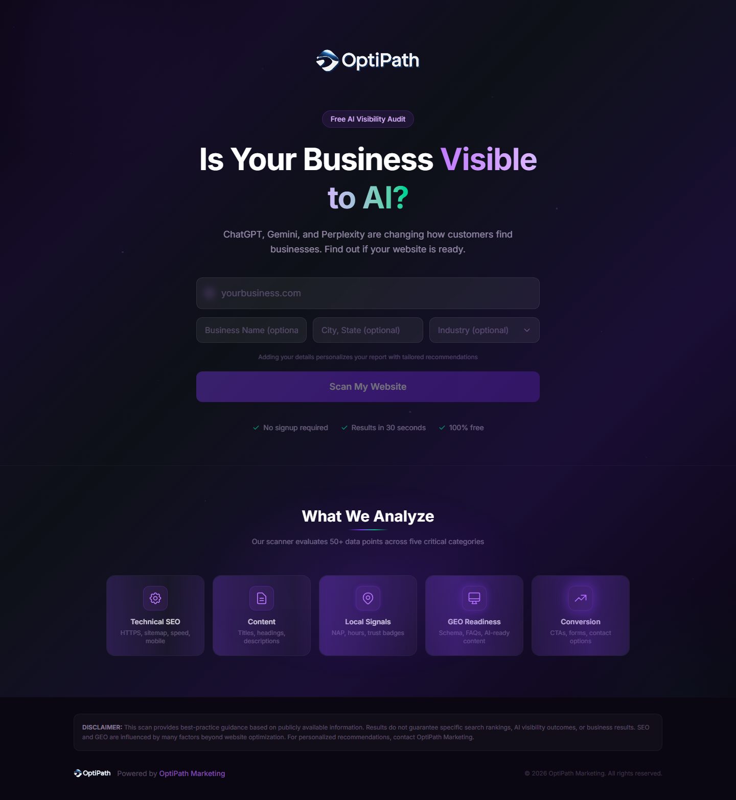 The OptiPath AI Visibility Scanner