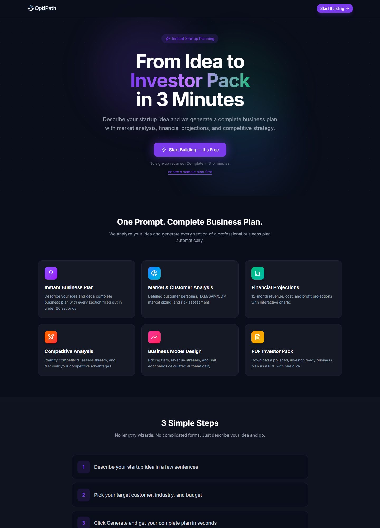 Business Startup Tool website, desktop view